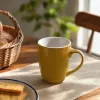 Yellow ceramic mugs, simple household water cups, office tea cups, coffee cups details Picture